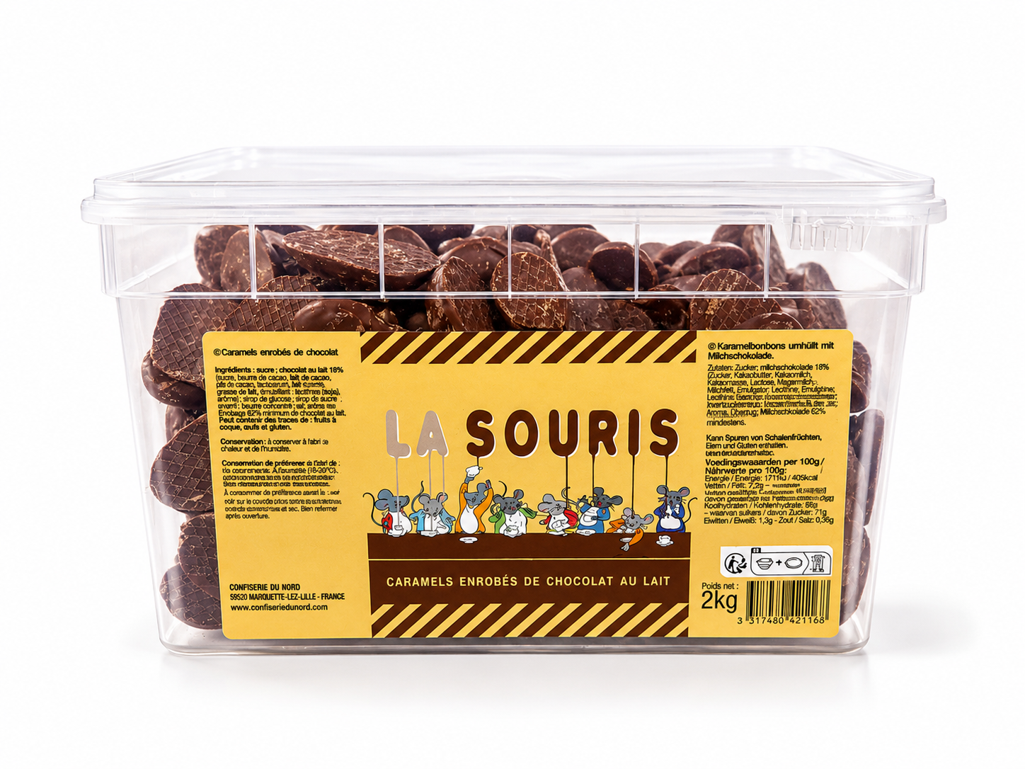 Boîte de Souris au Caramel Enrobées de Chocolat au Lait – 2kg de Gourmandise