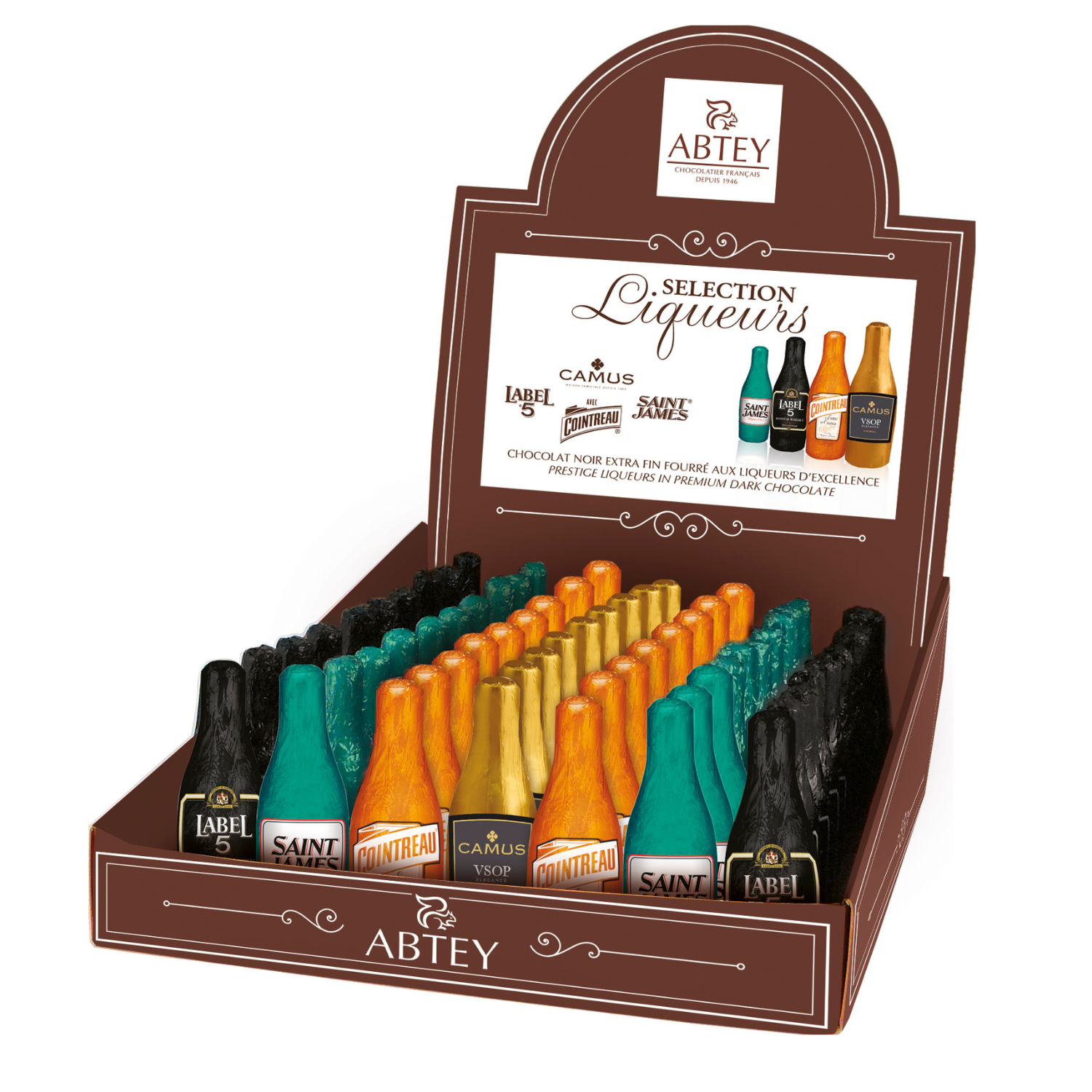 Casier de 70 bouteilles liqueurs assortis 910gr Abtey