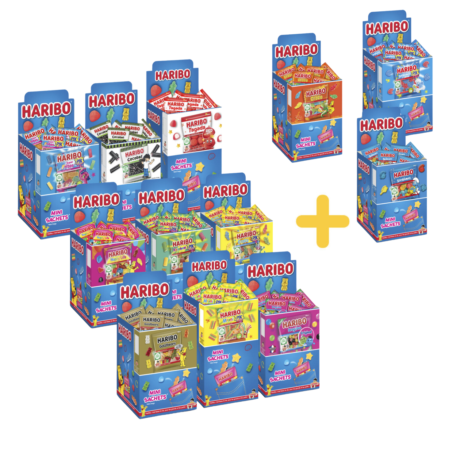 9 Présentoirs + 3 présentoirs offert : Mini sachets Haribo