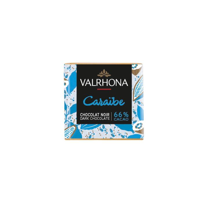 Boite de carrés de chocolat noir Caraïbe 66% 1kg Valrhona