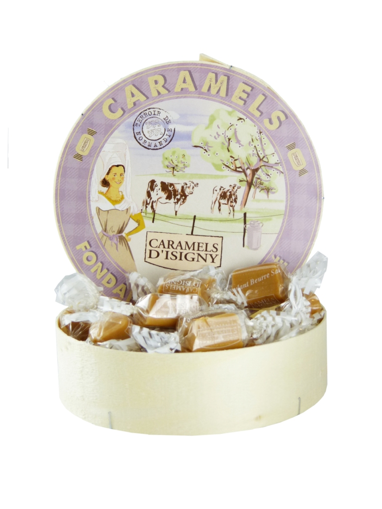 Boîte en bois de fondants au caramel beurre salée 150g Caramels d'Isigny