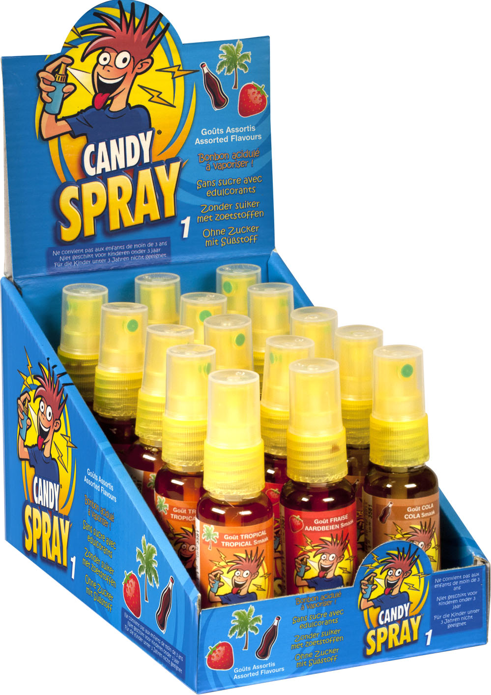 Display de 15 boites Candy Spray bleu