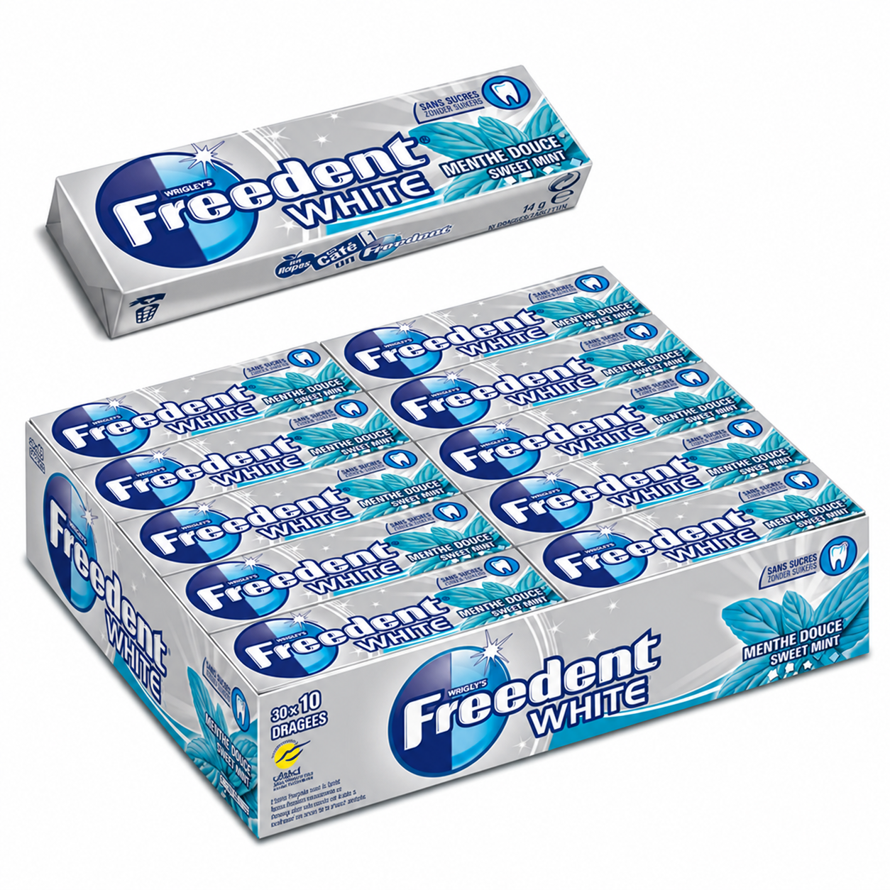 Boite de 30 paquets Freedent White Menthe Douce