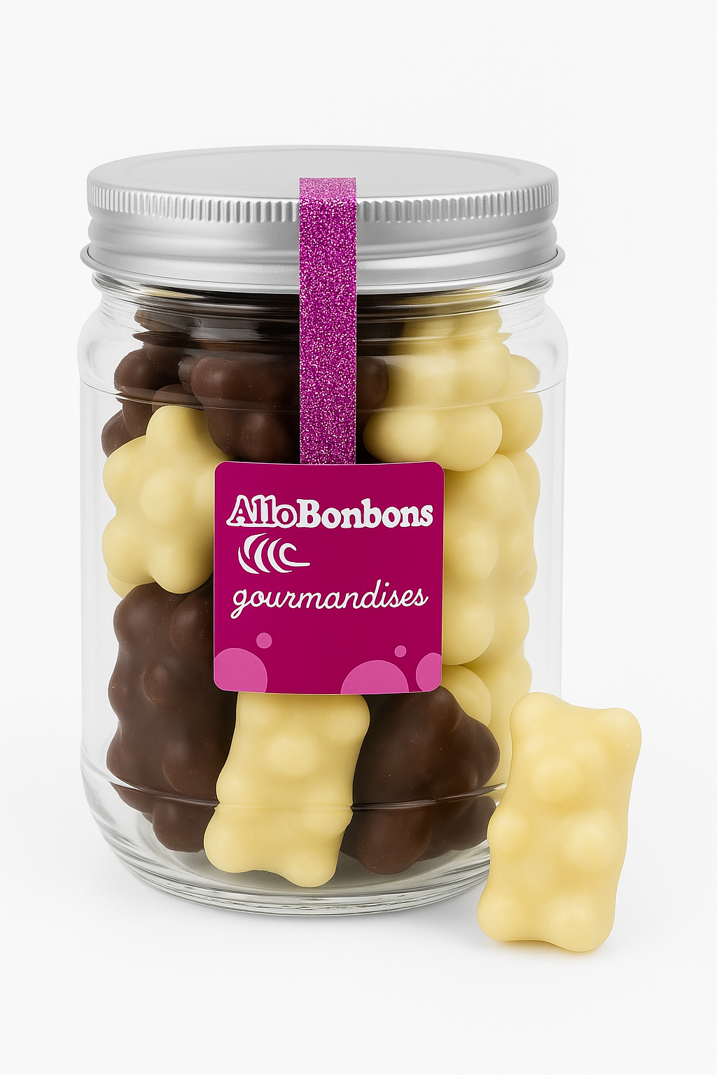 Assortiment d'oursons au chocolat lait et blanc