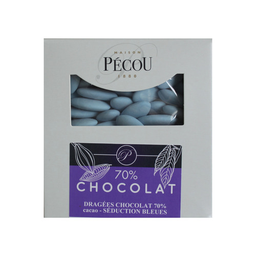 Dragées au chocolat, Bleues, 1kg, PECOU
