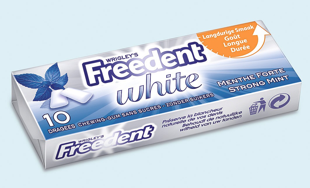 FREEDENT WHITE - Chewing-gum Menthe Forte sans sucres - Boîte de