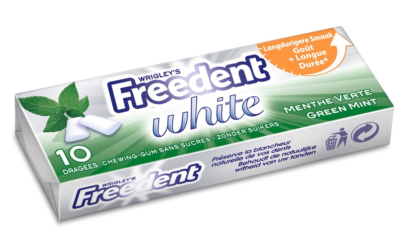 Chewing-gum sans sucres goût Bubble Menthe FREEDENT WHITE : les 5