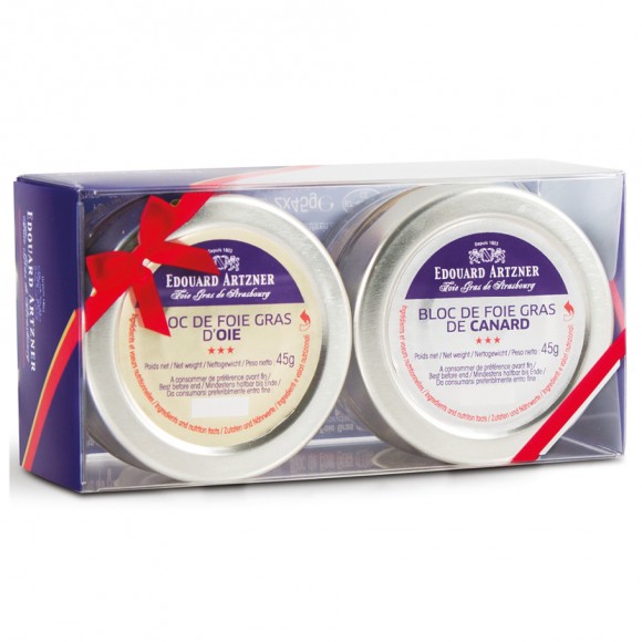 Duo de bloc de foie gras Canard et Oie 2x45g Artzner 90gr