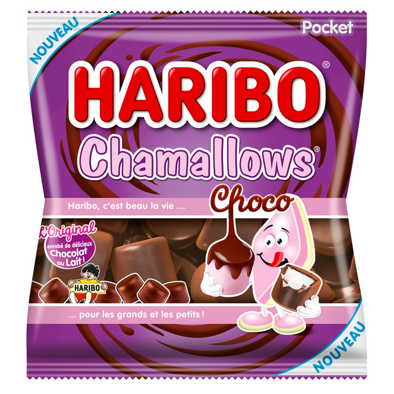 Carton de 24 sachets de Chamalow au chocolat 75gr Haribo