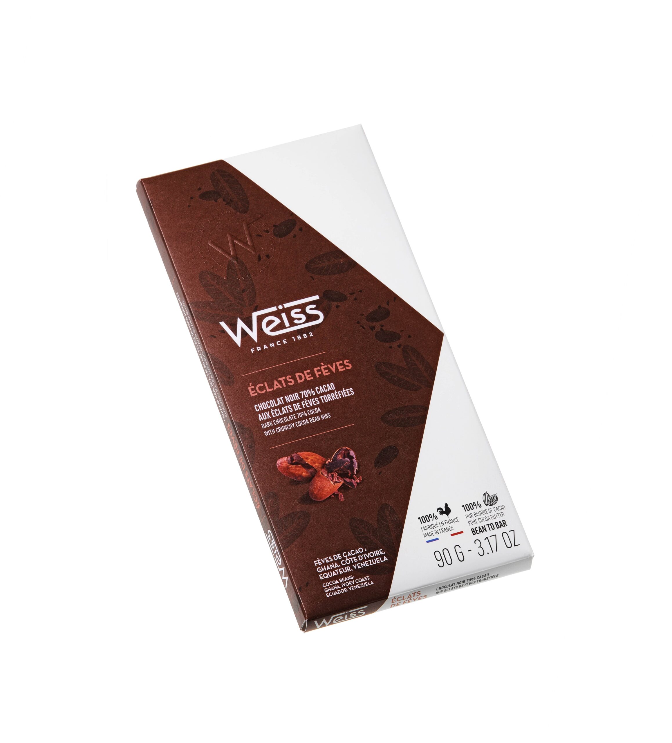 Tablette de chocolat noir - Éclats de Fève 70% - 90g Weiss