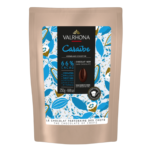 Sachet de fèves chocolat noir Caraïbe 66%, Valrhona