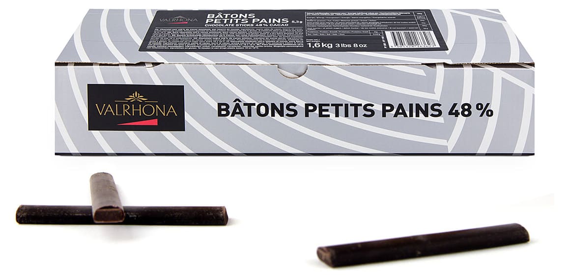 Bâton petit pain, chocolat noir valrhona 1.6Kg 48%