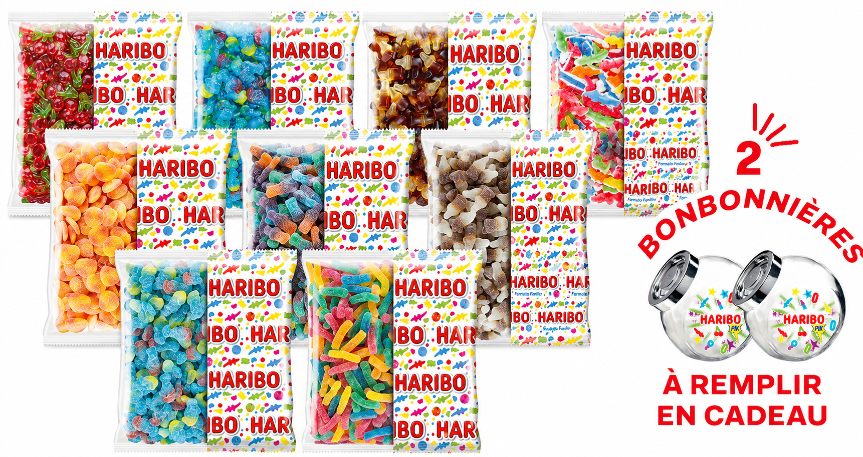 Kit de 2 bonbonnières HARIBO avec 23 kilos de bonbons HARIBO