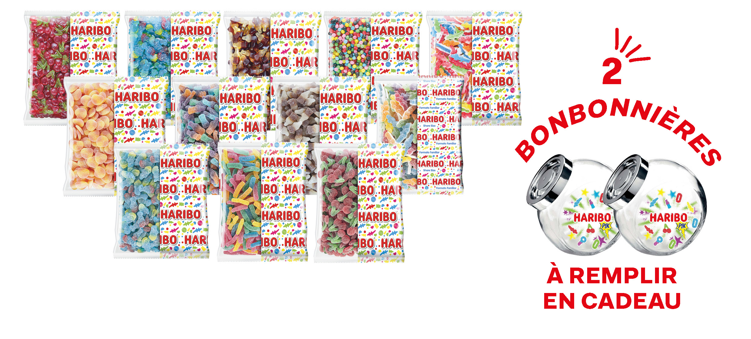 Kit de 2 bonbonnières HARIBO avec 23 kilos de bonbons HARIBO