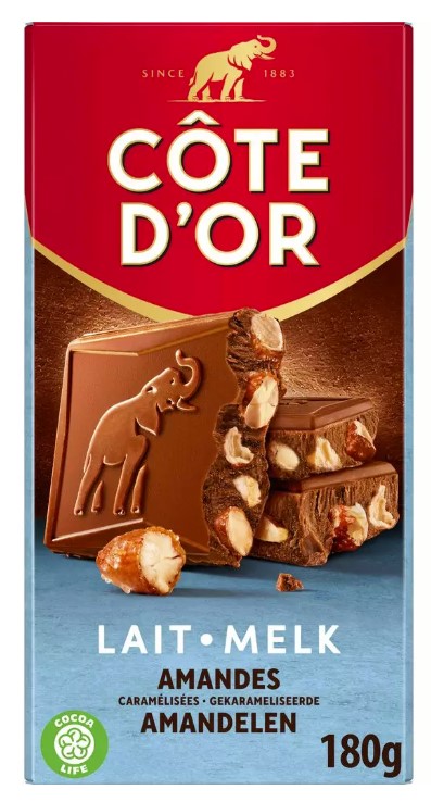 Tablette Lait Amandes Caramélisées Pointe De Sel 180gr CÔTE D'OR