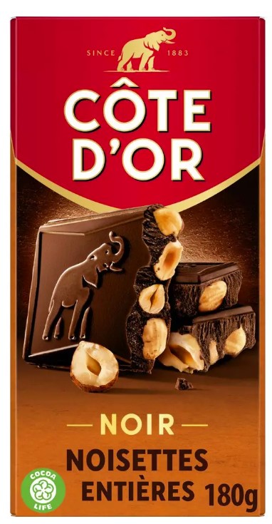 Tablette Noir Noisettes Entières 180gr CÔTE D'OR