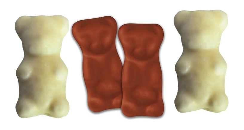 Oursons guimauve chocolat lait & blanc, sachet de 400g