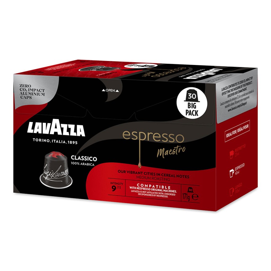 Espresso Maestro n°9, boite de 30 capsules, compatible avec machine nespresso original, Lavazza
