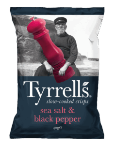 Chips Sel de mer et Poivre noir, 40g, Tyrrells