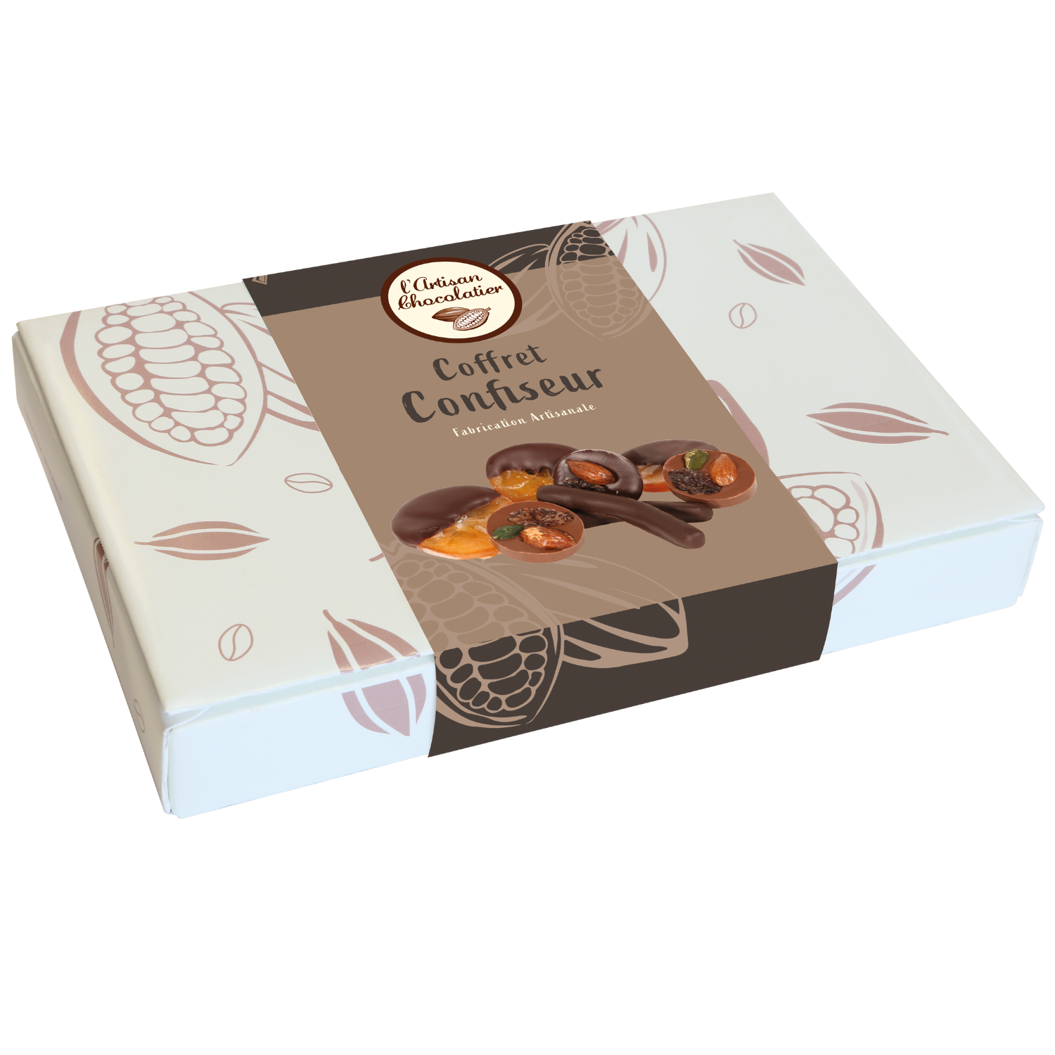 Coffret du confiseur  L'artisan Chocolatier – Assortiment d’orangettes, de clémentines tranches et de mendiants 170gr
