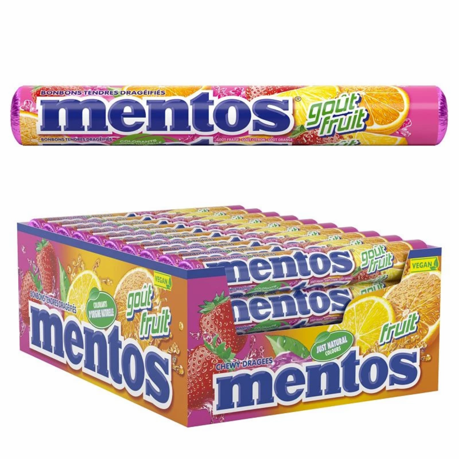 Display de 40 Rouleaux Mentos Fruits