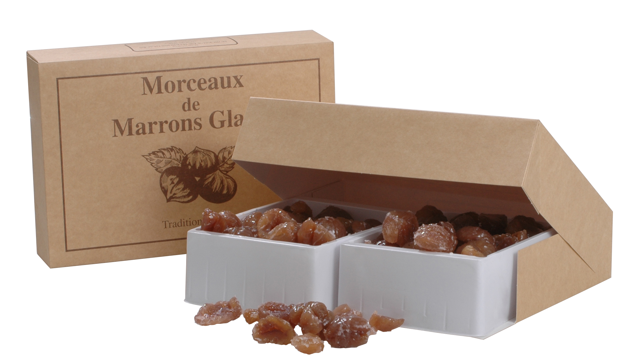 Boite de morceaux de marrons glacés 1kg Corsiglia