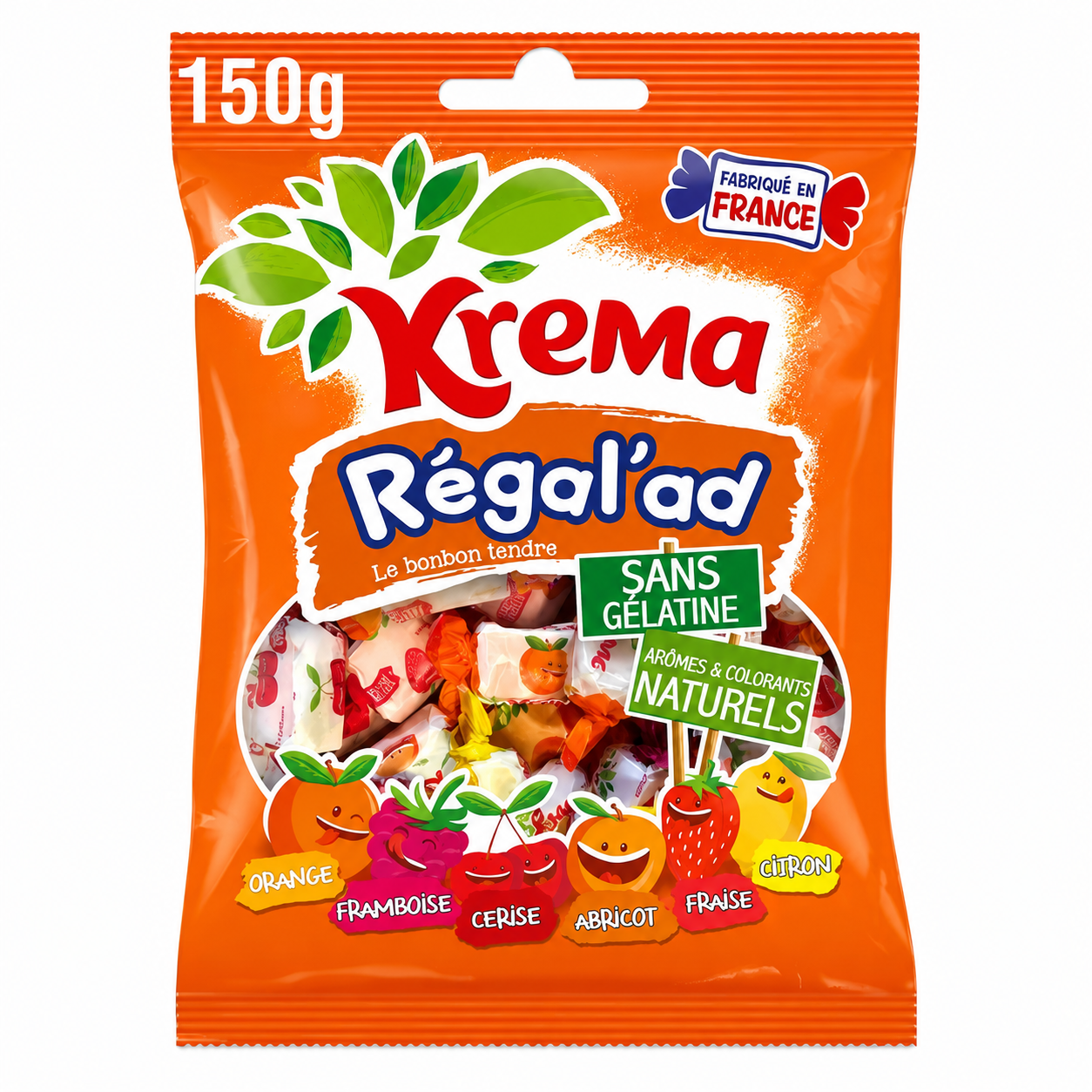 Carton de 12 sachets - Krema Assortiment fruits 150gr