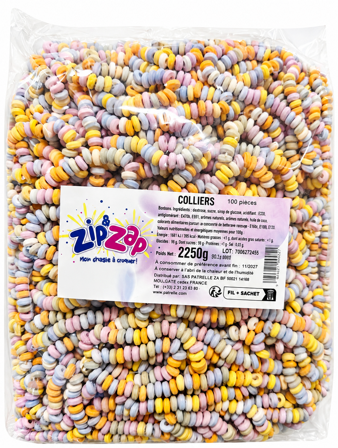 Colliers de Bonbons Nus – Sachet de 100 pièces – Zip Zap