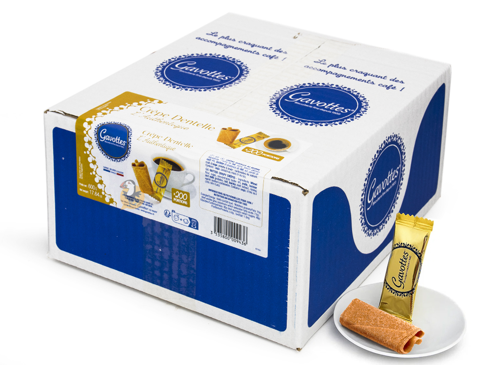 Carton vrac présentoir ~200 flowpacks de Crêpes Dentelle GAVOTTES Nature