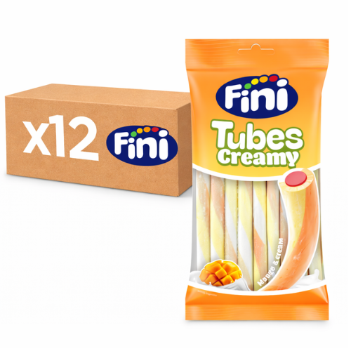Carton de 12 sachets de 80gr Bonbons Tubes Creamy Mangue Halal Fini