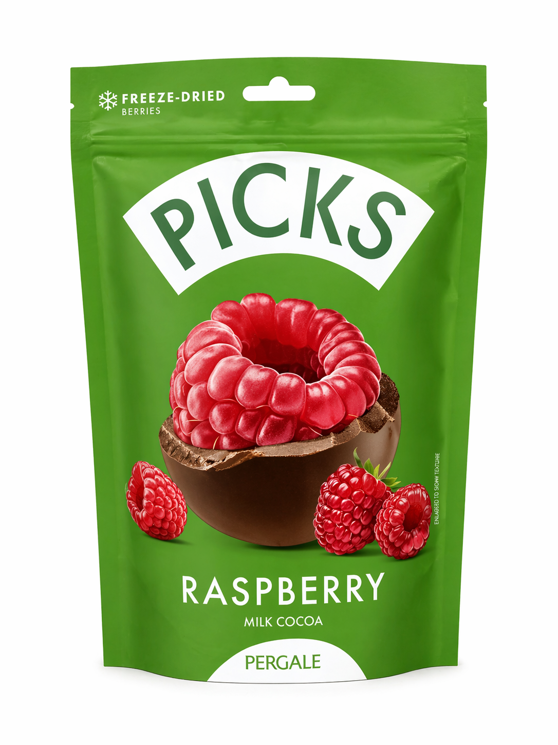 Picks Framboise Enrobée de Chocolat 90g – Lot de 12 Sachets