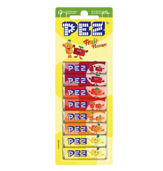 PEZ Blister de 8 Recharges Fruits – Lot de 12