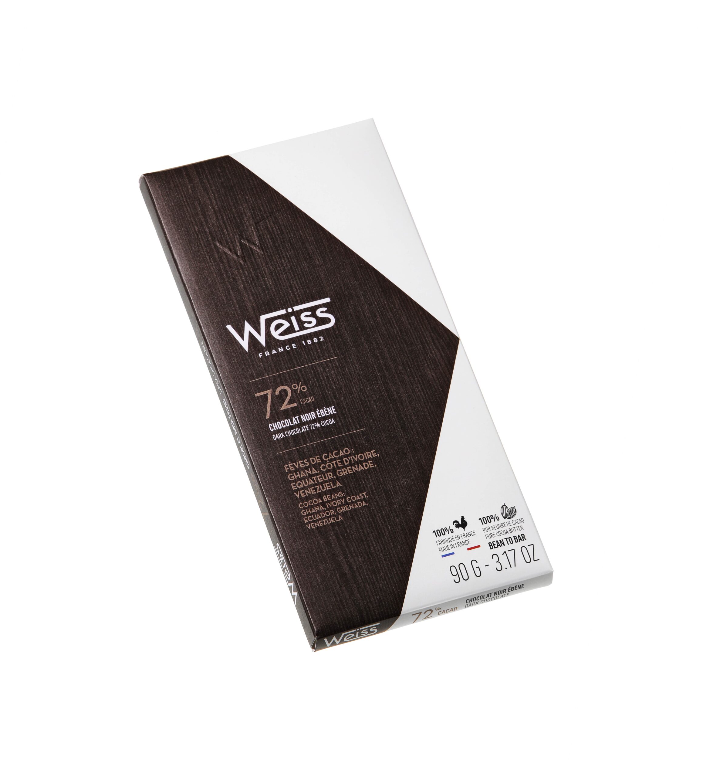 Tablette Chocolat Noir Ebène 72% - 90g Weiss