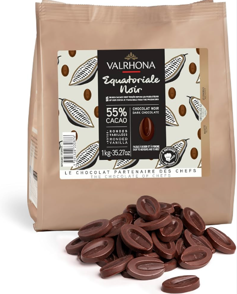 Chocolat Noir Équatorial 55% en Fèves 1 kg – Chocolat de Couverture Professionnel