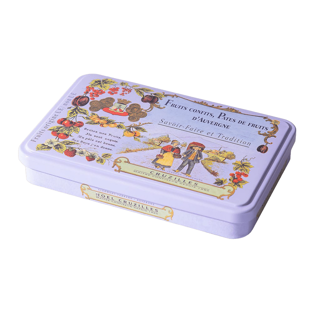 Boîte Métal Mauve Pâtes de Fruits 200g Cruzilles