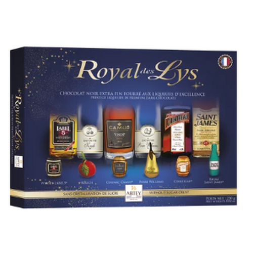 Boîte Royal des Lys Chocolats liqueurs assorties d'excellence 250g Abtey