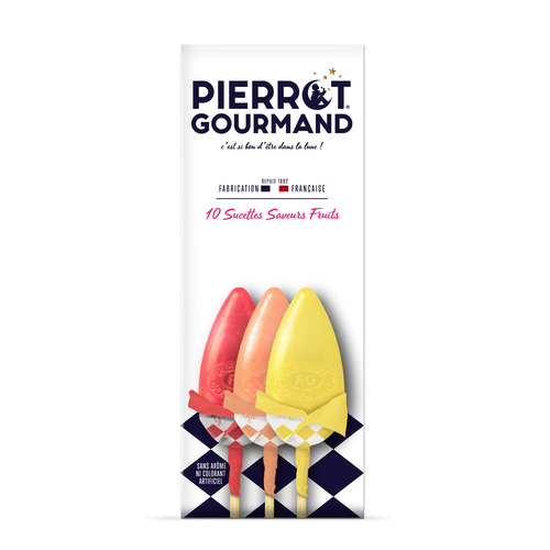 Etui de 10 sucettes saveur fruits 130 g Pierrot Gourmand