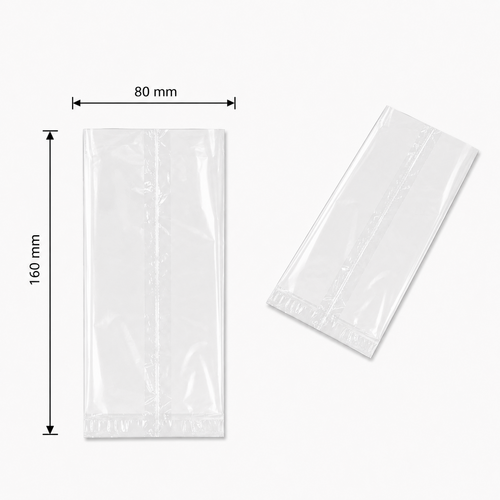 Sacs plats cellophane transparent 80 x 160 mm – Lot de 100