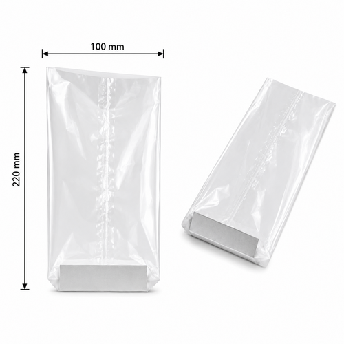 Boîte de 100 sacs transparents à fond rigide 140 x 305 mm