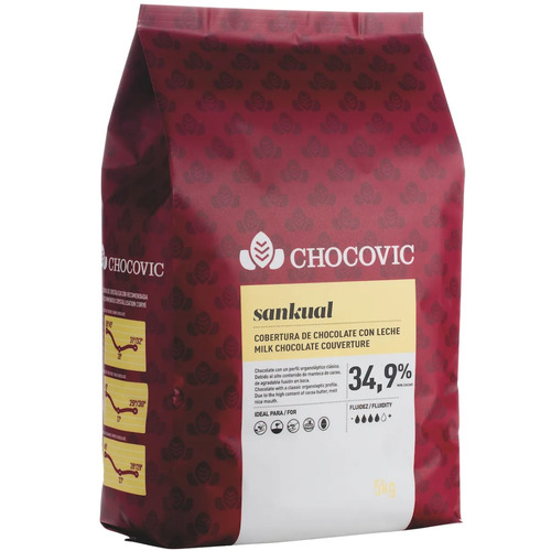 Chocolat de couverture SANKUAL Lait 34,9 % Chocovic 5 kg