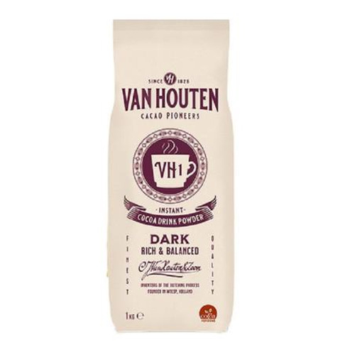 Chocolat en poudre instantané Van Houten VH1 Dark – 1 kg – Goût intense ET équilibré – Boisson chocolatée onctueuse – Jusqu’à 50 tasses