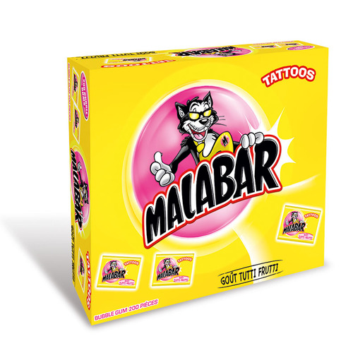 Boîte de 200 Malabars jaunes goût Tutti Frutti