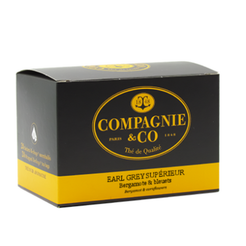 Compagnie & Co - Thé Earl Grey Supérieur - Boîte de 24 sachets suremballés 50 g