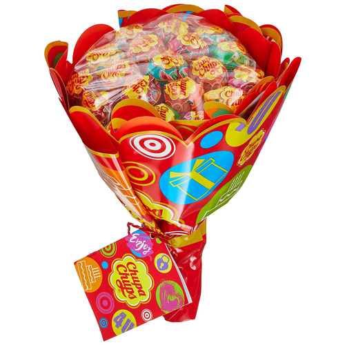 Bouquet de 20 sucettes Chupa Chups, saveurs variées pour tous les gourmands.