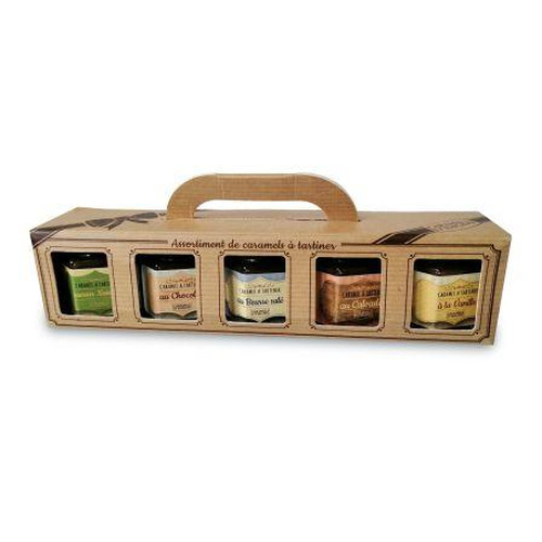 Asst de 5 mini-crèmes 50g caramel ast : beurre salé, calvados, vanille