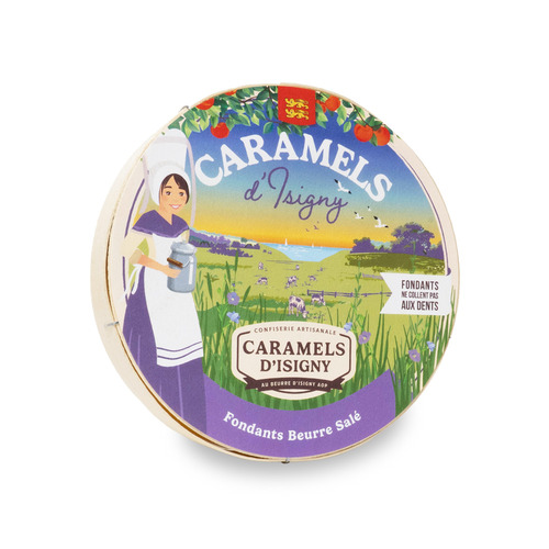 Boîte en bois de fondants au caramel beurre salée 150g Caramels d'Isigny