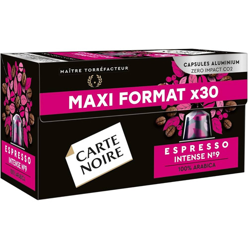 Espresso classique intensité n°9 Carte Noire, 30 capsules compatibles Nespresso Original