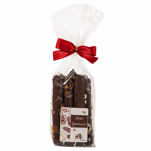 Sachets bâtonnet guimauve chocolat noir éclats de noisettes et caramel 90 g