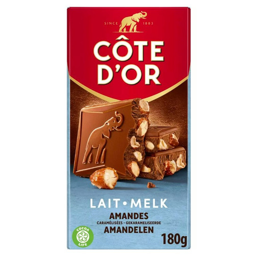 Tablette Lait Amandes Caramélisées Pointe de Sel 180 g Côte d'Or
