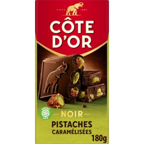 Tablette Noir Pistaches Caramélisées 180gr CÔTE D'OR